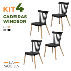 Kit 4 Cadeiras Windsor Polipropileno Empilhável Ergonômica Sala Cozinha Jantar Varanda Quintal