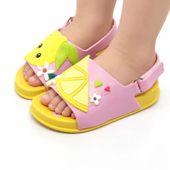 Sandália Infantil Menina Plugt Blogueirinha Confortável Limão Amarelo Rosa Claro Verão Escola Moda Praia