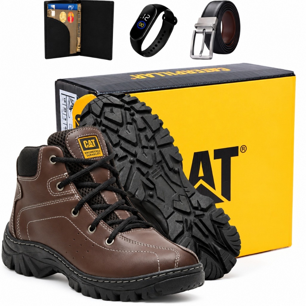 Bota Caterpillar Masculina Em Couro