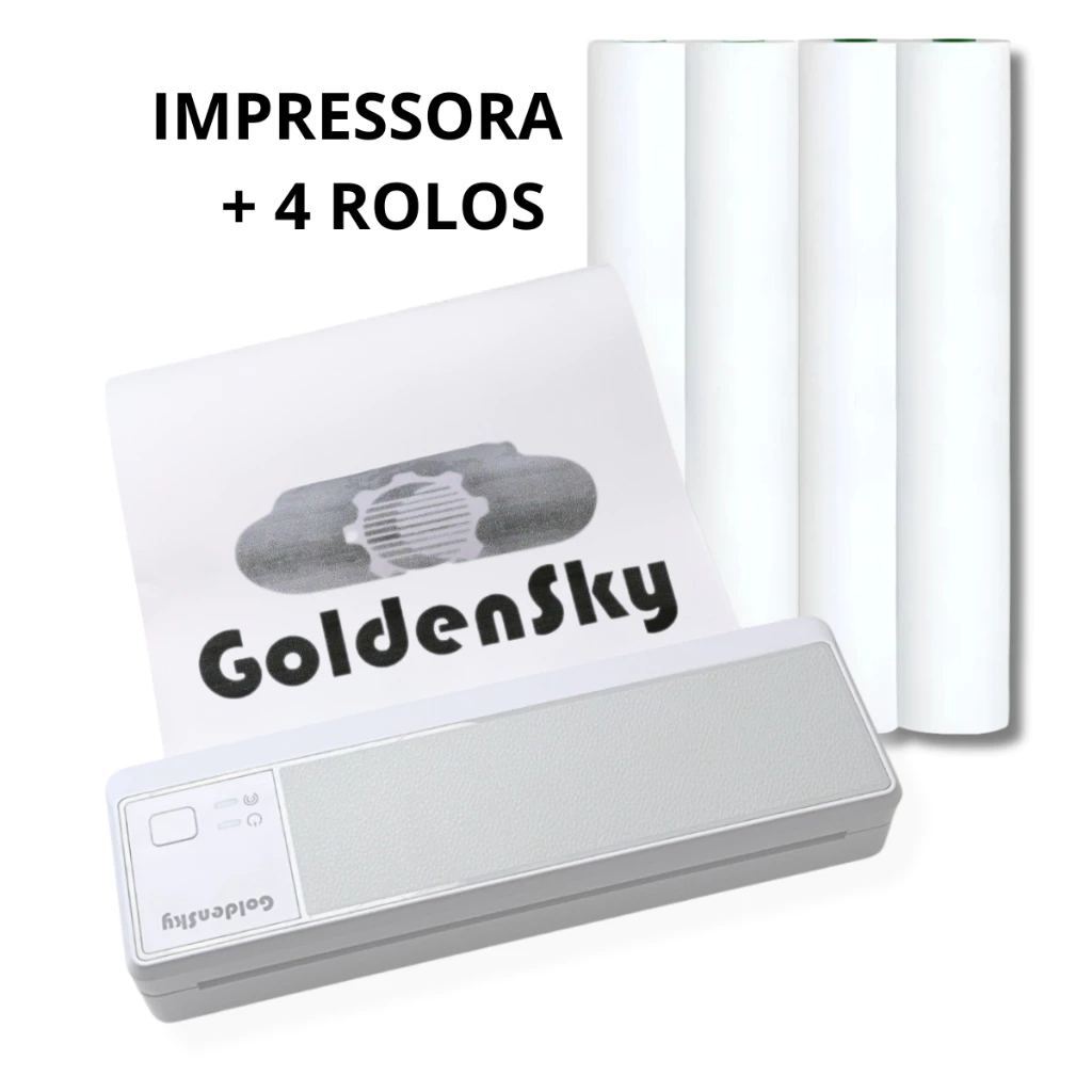 Impressora Térmica A4 Bobina Bluetooth Portátil Printer App Celular Recarregavel Usb Goldensky