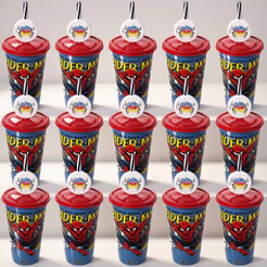 Kit Copos Homem Aranha 500ml Lembrancinha Festa Infantil Sacola Surpresa Aniversário Colecionável