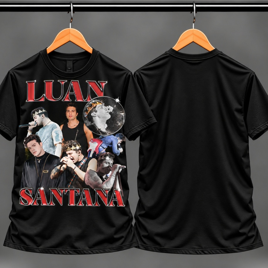 Camiseta Básica Luan Santana Cantor Sertanejo para Luanetes Bootleg Masculino e Feminina do P ao G5