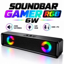 Caixa De Som Pc Computador Notebook Gamer Soundbar Gamer Caixinha Som Subwoofer Para Tv Pc Usb Led