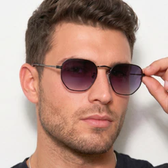 Oculos de Sol Hexagonal Preto Degrade Original Premium Blogueira Tendencia uv400 Feminino Masculino