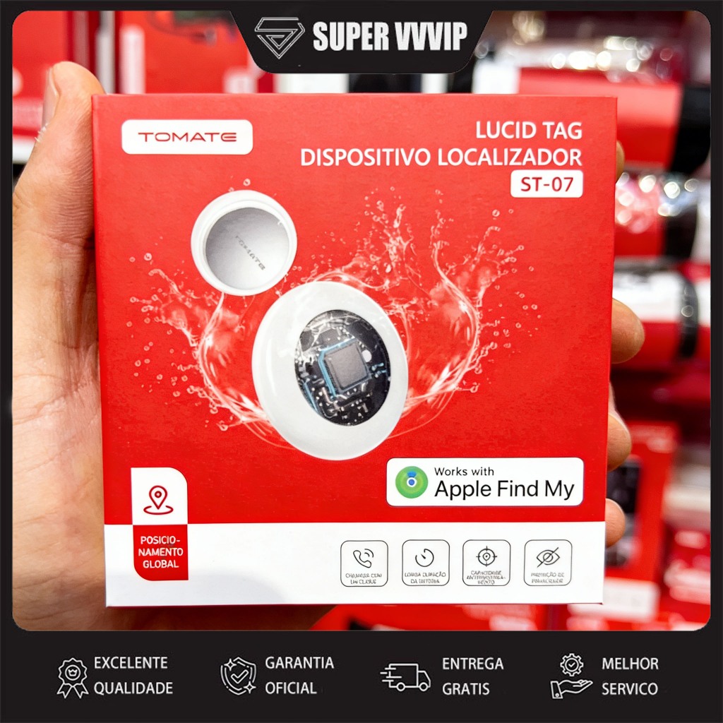 【Brasil Spot Sale】Smart Tag Rastreador Inteligente GPS Tomate ST-07 com Apple Find My – Localização Precisa
