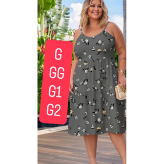 Vestido Plus SizeDe Alça3 maria Suplex Digital Grande M G GG G1 G2 em Oferta na Shopee