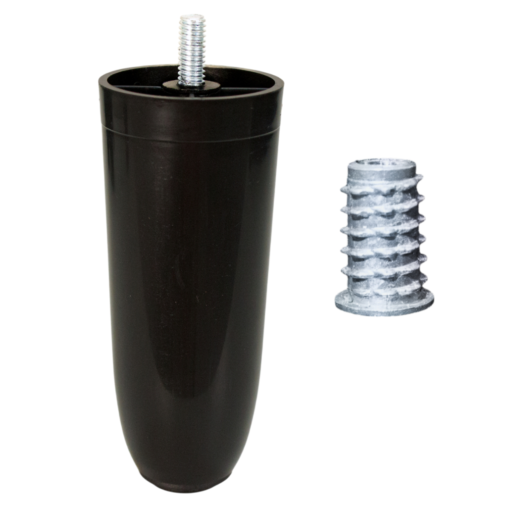 Pé 12cm Cônico 6 7 8 9 10 Fixo Preto com bucha americana Cama Box Queen King Colchão Poltrona Móveis Sofá Armário