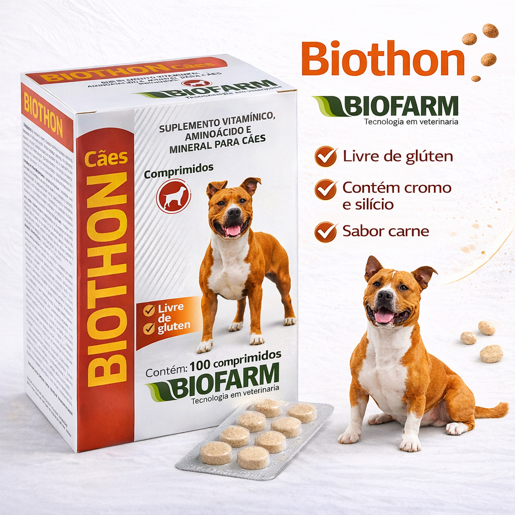 Biothon Cães 100 Comprimidos Suplemento Vitamínico em Oferta na Shopee