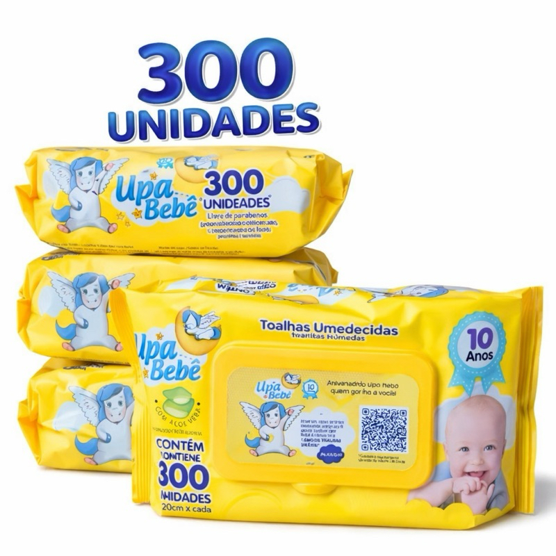 300 Unidades Toalha Umedecida Upa Bebê