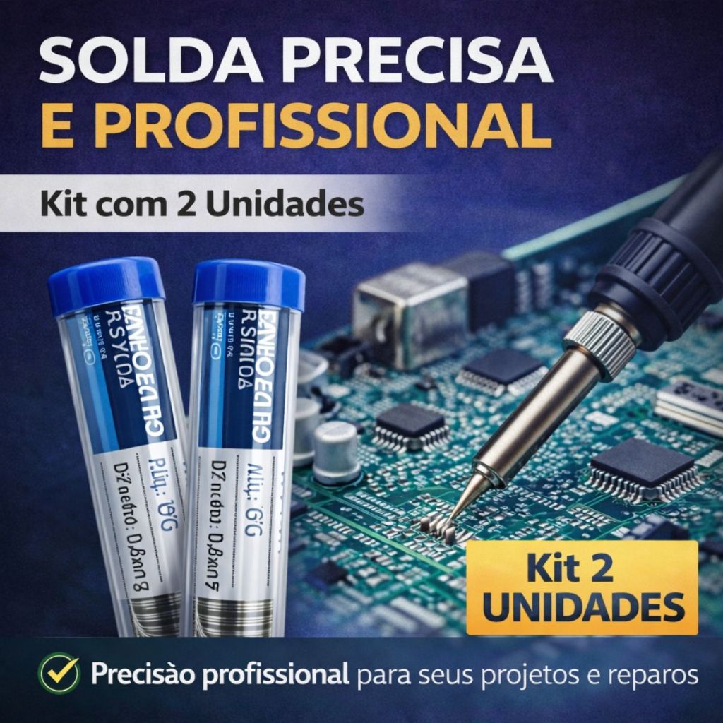 Solda Estanho Kit com 2 - 40x60 0,8mm 10g Fio para Eletrônica Placas e Reparos Técnicos Exbom