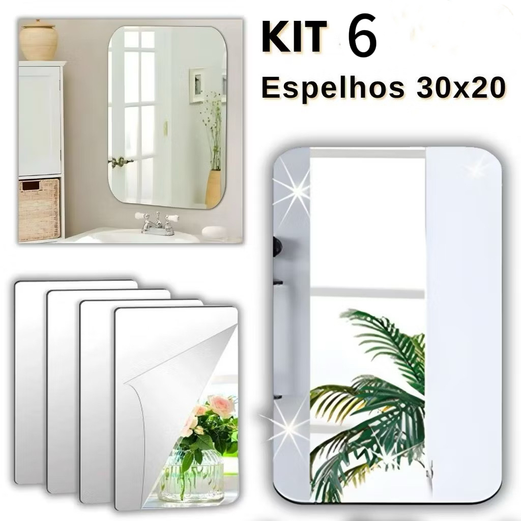 Espelho 20x30 Adesivo Acrílico Boa Nitidez de perto Retangular Decorativo Top