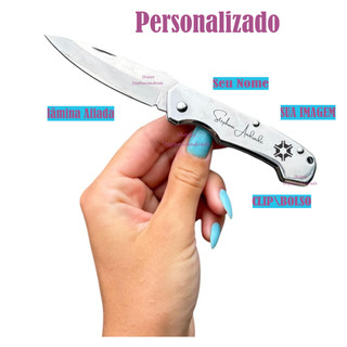 Canivete de bolso em inox Personalizado Seu Nome