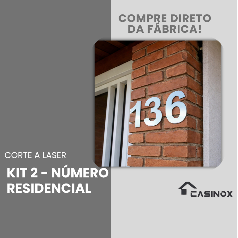KIT 2 NUMEROS RESIDENCIAL ACO INOX POLIDO 30 CM - CORTE A LASER em Oferta na Shopee