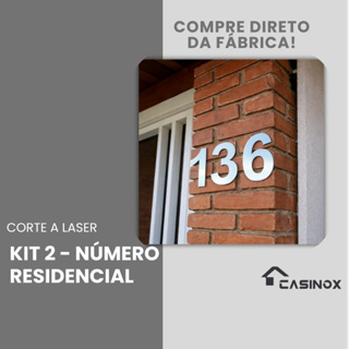 KIT 2 NUMEROS RESIDENCIAL ACO INOX POLIDO 30 CM - CORTE A LASER em Oferta na Shopee