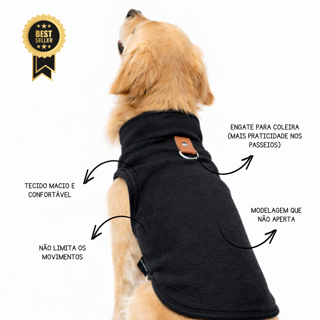 Roupa Roupinha Soft Para Cachorro Pet Pequeno Porte a Grande Porte, Preto — imagem 2 de 2