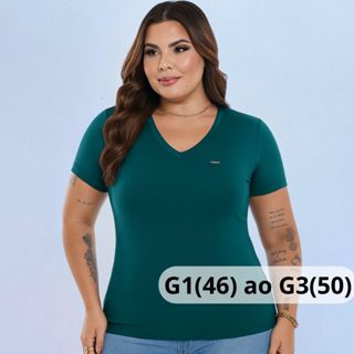Plus Size Blusa Feminina Gola V Manga Curta Viscolycra Conforto e Caimento Perfeito G1 G2 G3 Moda Plus Tamanho Grande em Oferta na Shopee