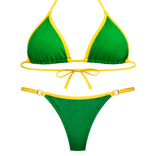 Biquini Brasil Fio Dental Fita Cortininha Regulável Bicolor Copa do Mundo Marquinha Bronze Praia em Oferta na Shopee