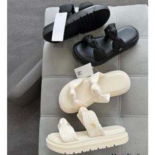 Tamanco Feminino Plataforma com Laço Nó Fashion – Slide Confortável Preto e Off White Casual Verão 2026 em Oferta na Shopee