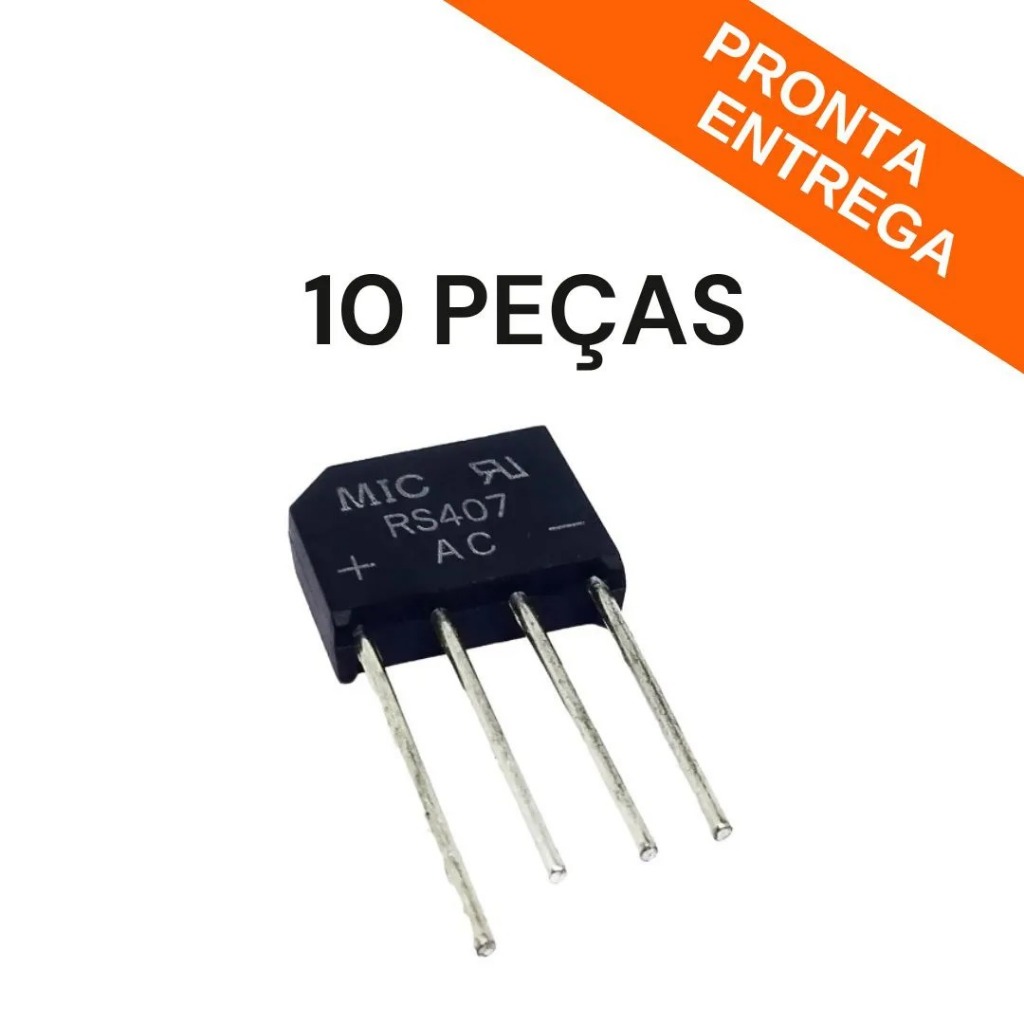 Kit 10 Peças - Ponte Retificadora - Ponte Diodo RS407AC 4A 1000V