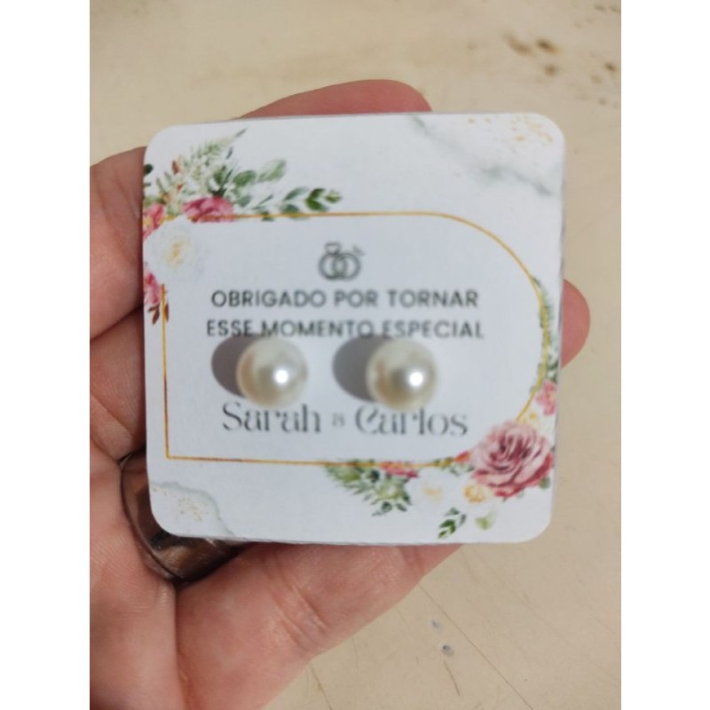 💎 Lembrancinha de Casamento  personalizado – Brinco com Card Personalizado 6x5 cm