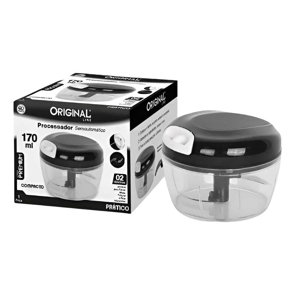 Processador De Alimentos Temperos Alho Cebola  Mini 170 Ml Preto Cook Original Line