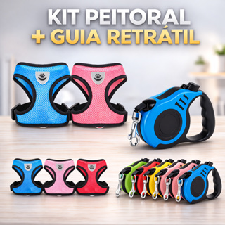 Guia Retrátil + Coleira Peitoral Para Cachorro Colete Filhot em Oferta na Shopee