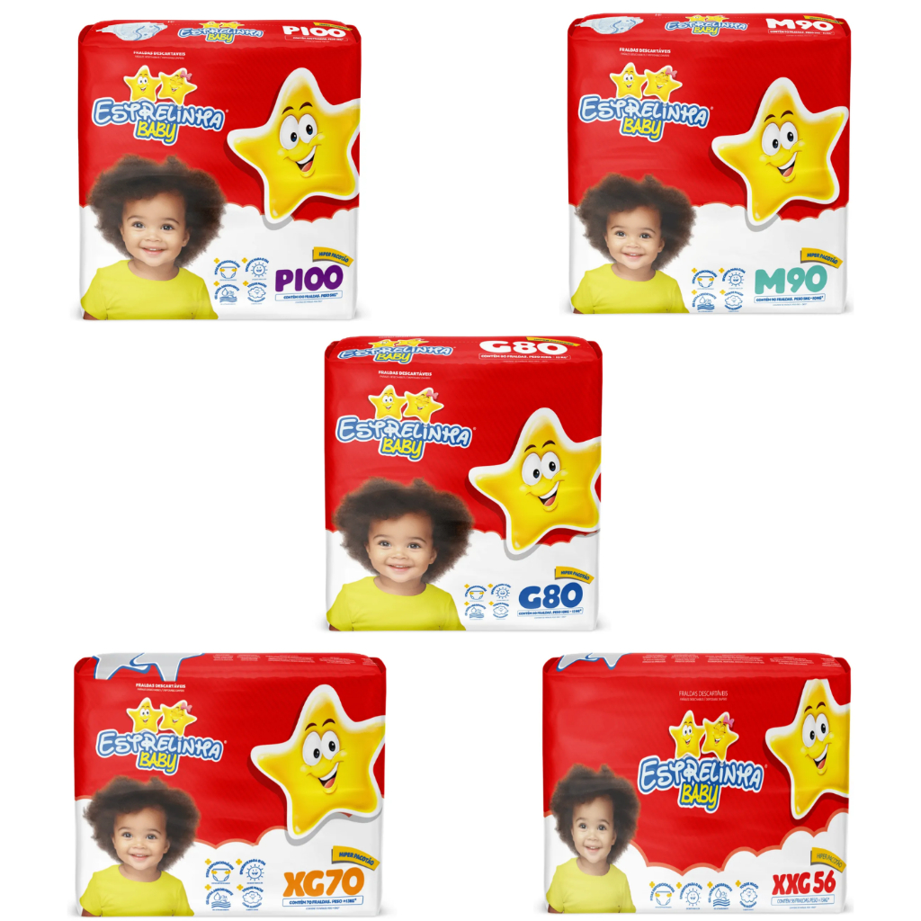 Fralda Estrelinha Hiper | Pacote Econômico | Tamanhos P M G XG XXG | Proteção e Economia em Oferta na Shopee