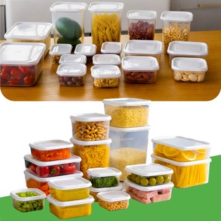 Kit 17 Potes De Plástico Transparente Tamanhos Variados Para Geladeira E Armazenamento De Alimentos