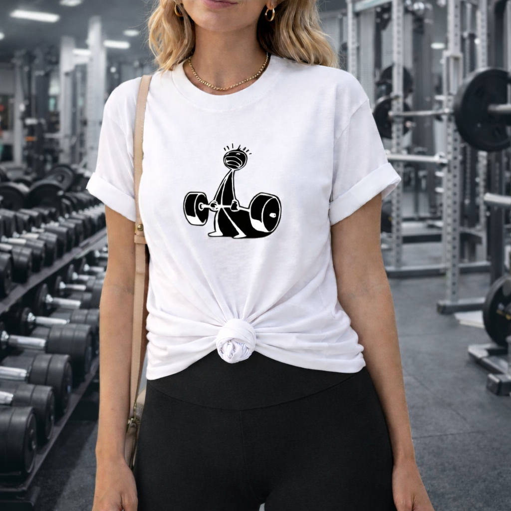 Camiseta Unissex Academia Fitness Engraçada Estampada Camiseta Branca Casual Treino Gym Confortável