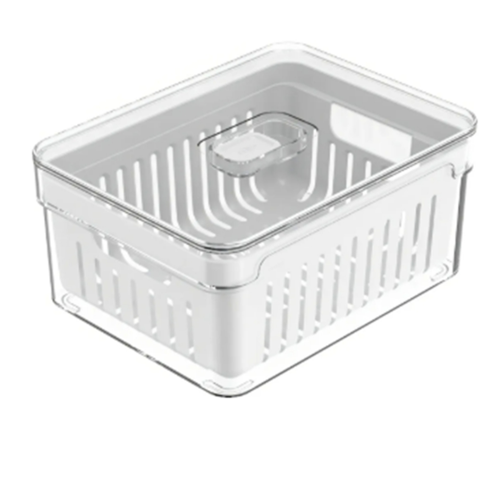 Organizador Geladeira Tampa Acrílico Drenagem 2,2 Litros Com cesto Marca Ou