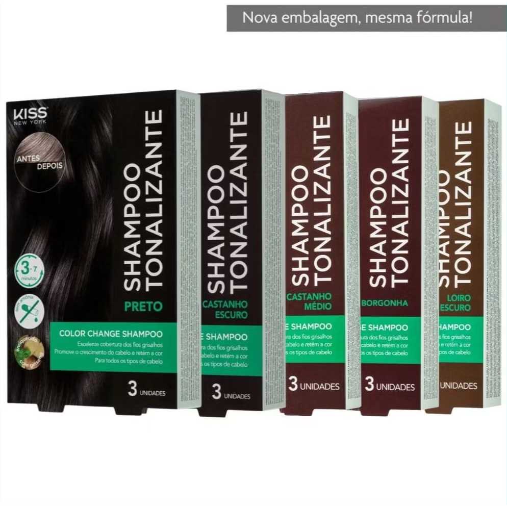 Shampoo Tonalizante Color Change (3 Sachês) - Kiss New York em Oferta na Shopee