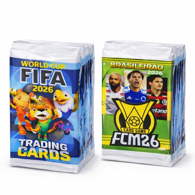 Kit 200 Cards Futebol 2026 Copa do Mundo + Brasileirão | 50 Envelopes Lacrados Cartas Futebol