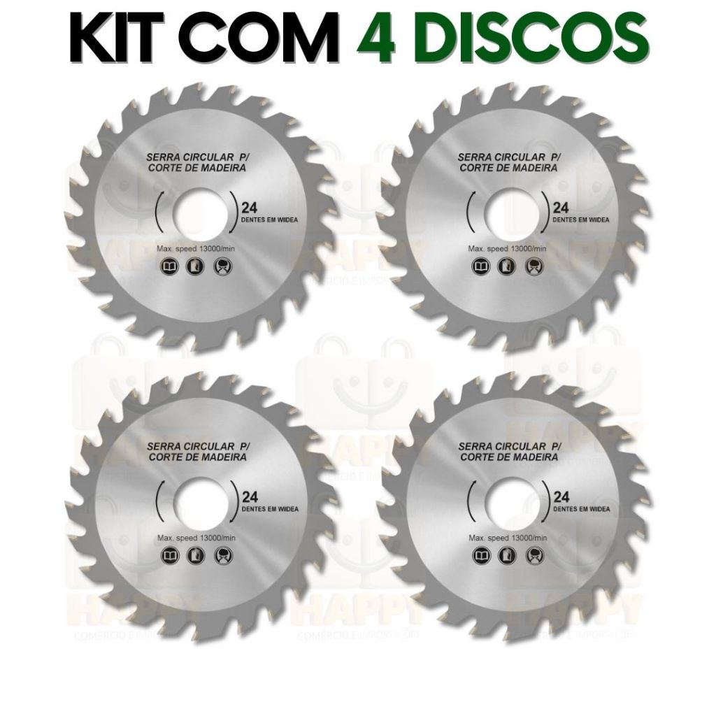 Kit 4 Disco de Serra Widea 110 mm 24 Dentes para Corte Preciso em Madeira