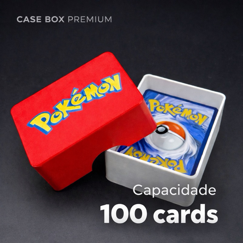 Case Box premium - capacidade 100 Cards | Porta Deck Rígido para Pokémon TCG MTG | Impressão 3D