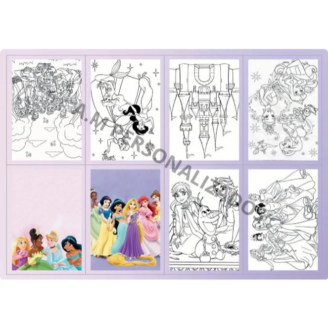 Mini Livro De Colorir Personalizado 10x7cm PRINCESAS - Lembrancinha De Festa Infantil P/ maletinha acrílica.