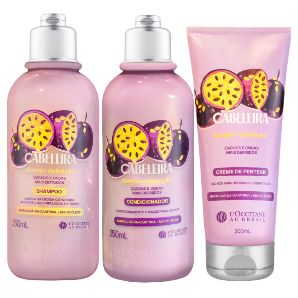 Kit Bonjour Definição Cachos e Ondas Maracujá-Caatinga + Mix Óleos ( Shampoo / Condicionador / Creme Pentear )L'Occitane
