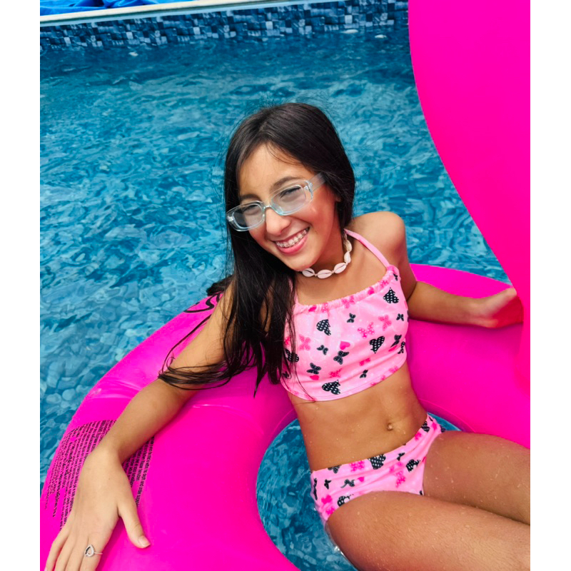 biquíni infantil menina juvenil verão proteção forrado uv