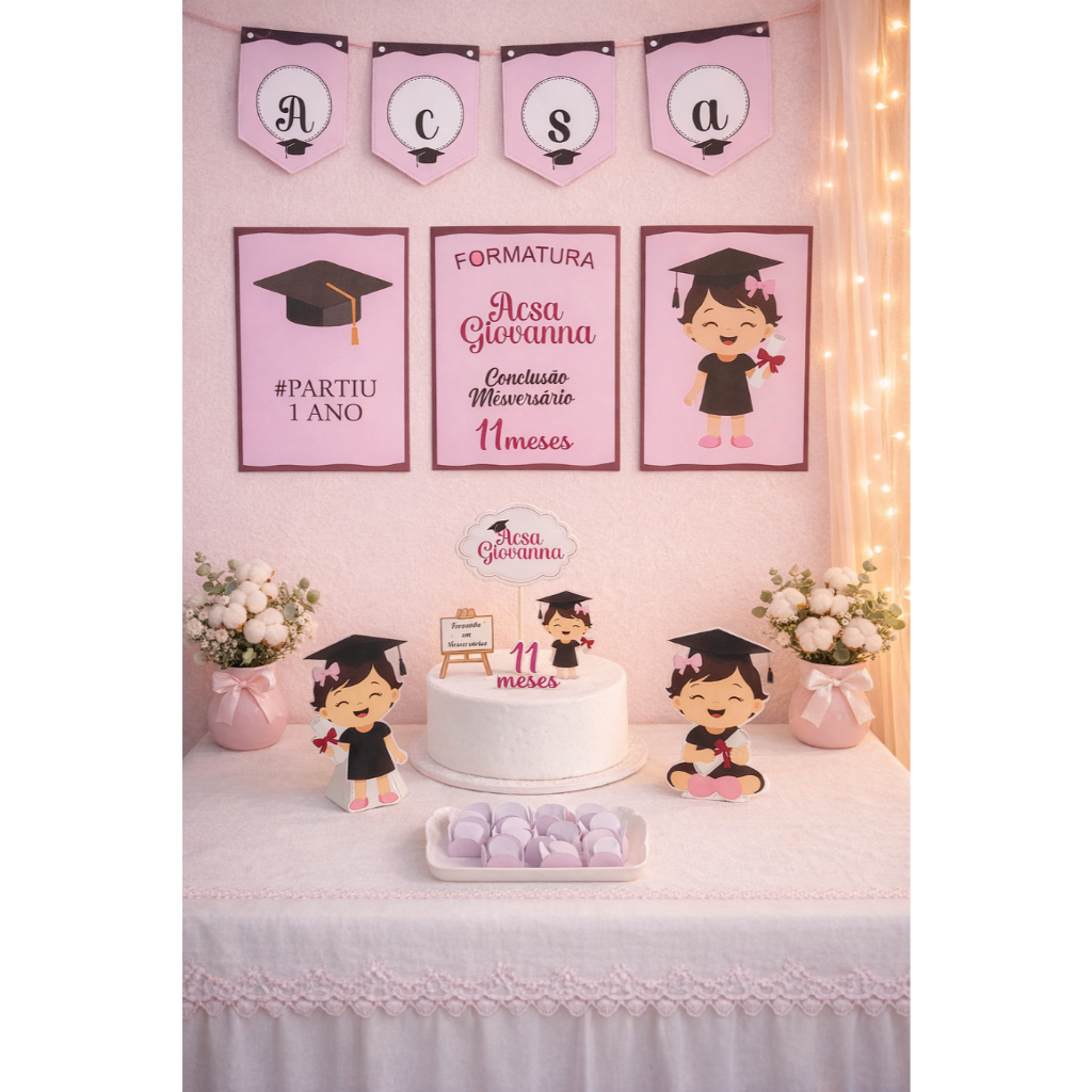kit festa tema Conclusão Mesversario, só um bolinho-mesversario-aniversario- FAZEMOS TODOS TEMAS