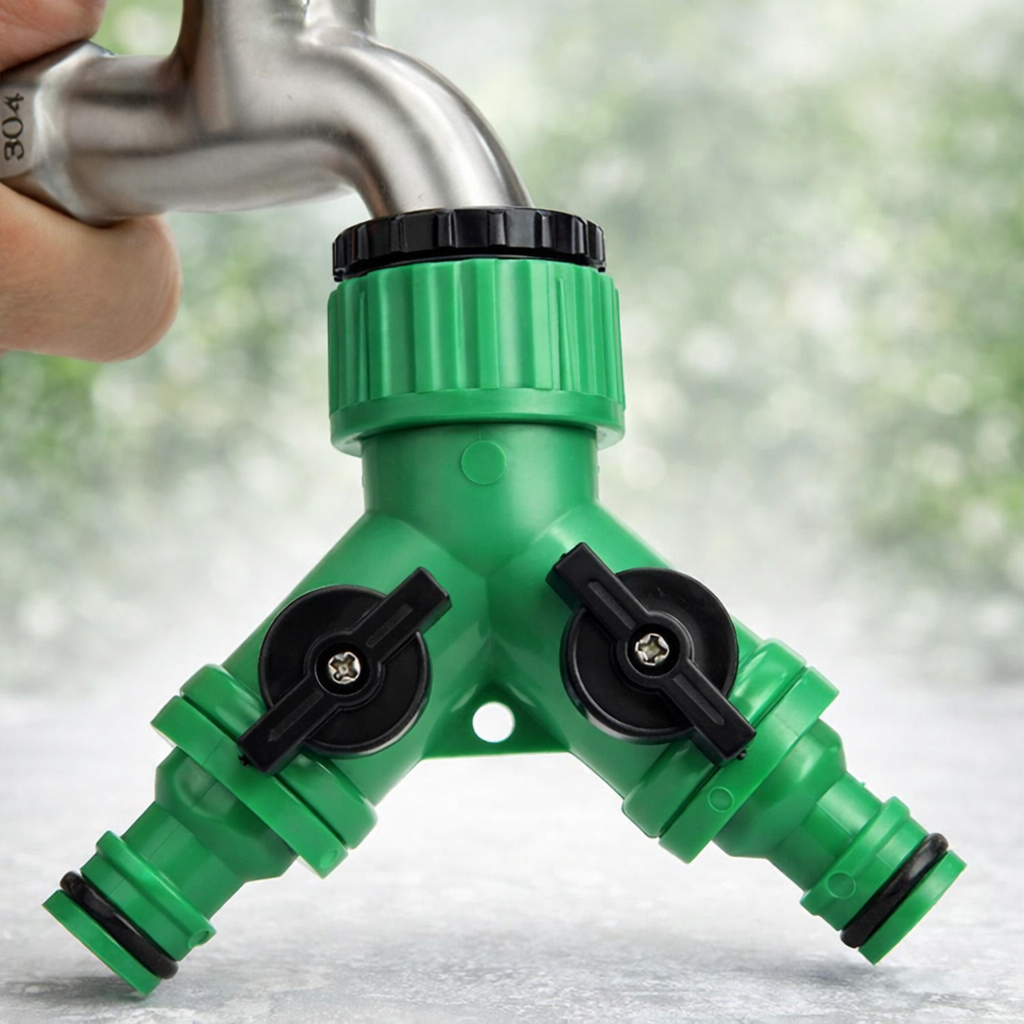 Distribuidor Duplo Conexão em Y 2 Vias Com Engate Rápido Para Mangueiras Jardim Irrigação