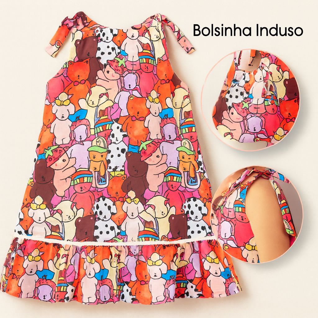 Vestidos  Infantil Menina  Colorido ESTAMPA LANÇAMENTO PREMIUN