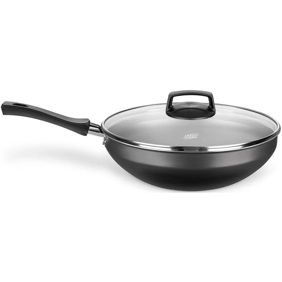 Frigideira funda com tampa, Modelo Wok, MTA, COR CINZA GRAFITE LISA