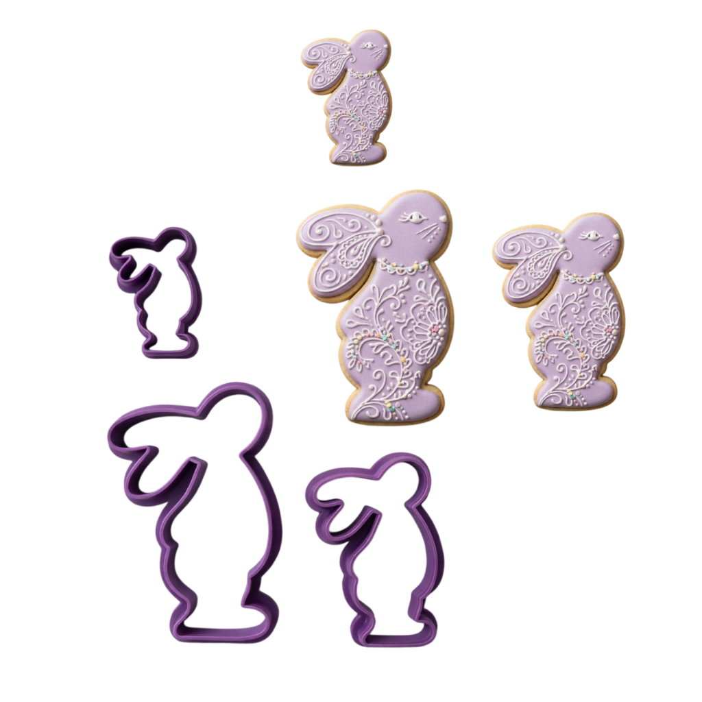 Cortador De Biscoito Coelho Páscoa Kit 3 Peças Molde Pasta Americana Biscuit Confeitaria