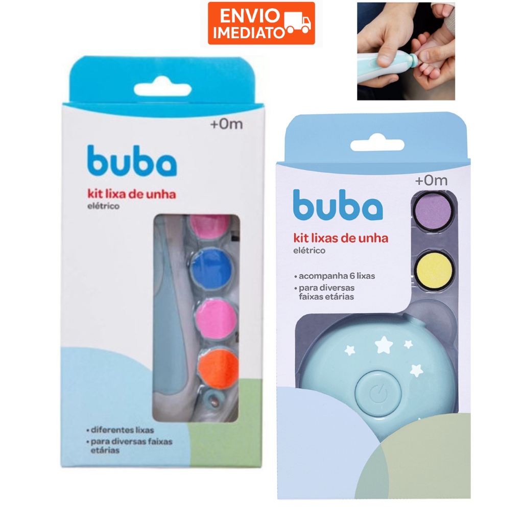 Kit Buba Higiene Lixa De Unha eletrica automatica Aparador Cortador Infantil Bebe com Estojo