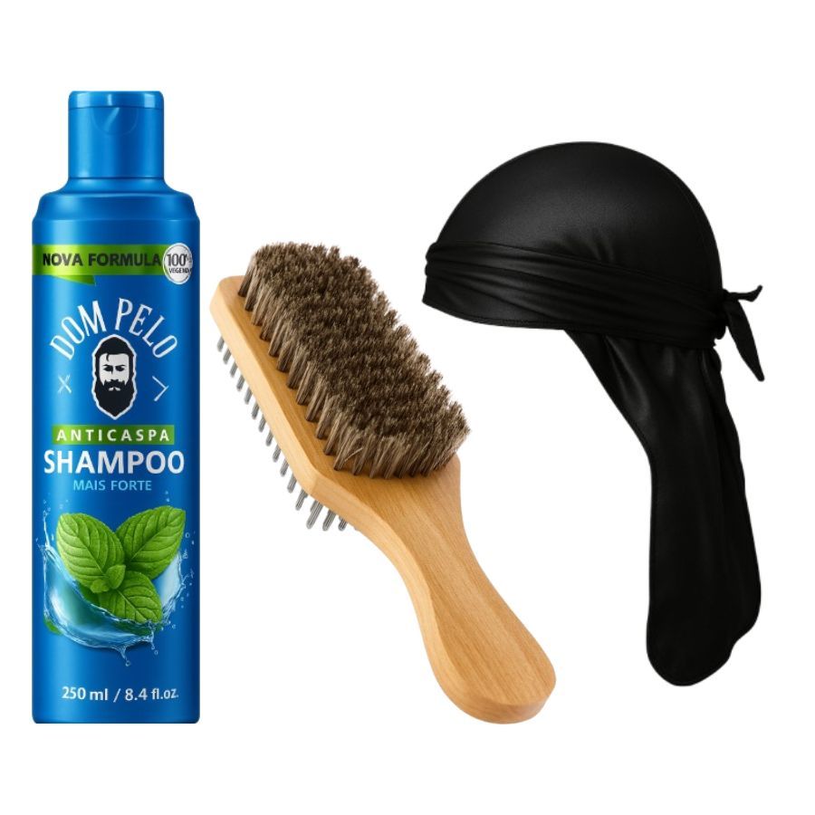 kit 1 Banda Durag Dureg Waves 1 escova dupla jával