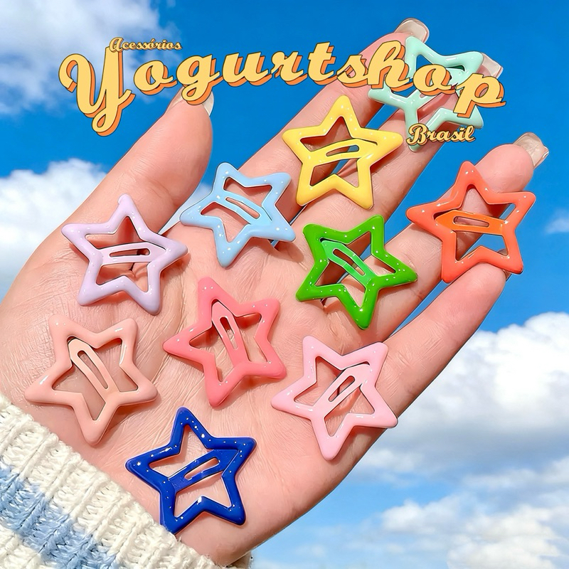 Kit Presilhas Tic Tac para Cabelo Prendedor Grampo Estrela Presilia Coloridos em Oferta na Shopee