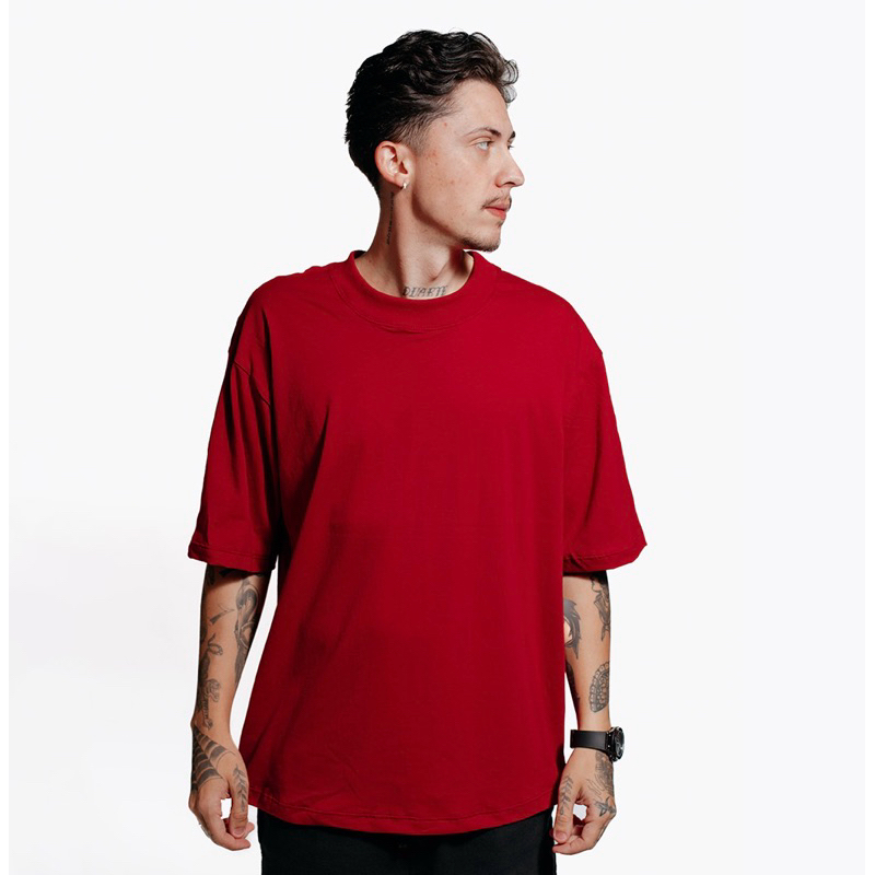 Camiseta Oversized Masculina Vermelha 100% Algodão Streetwear