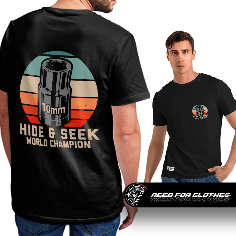 Camiseta Soquete 10mm Ferramentas Mecânica Automotiva Oficina Hide & Seek World Champion