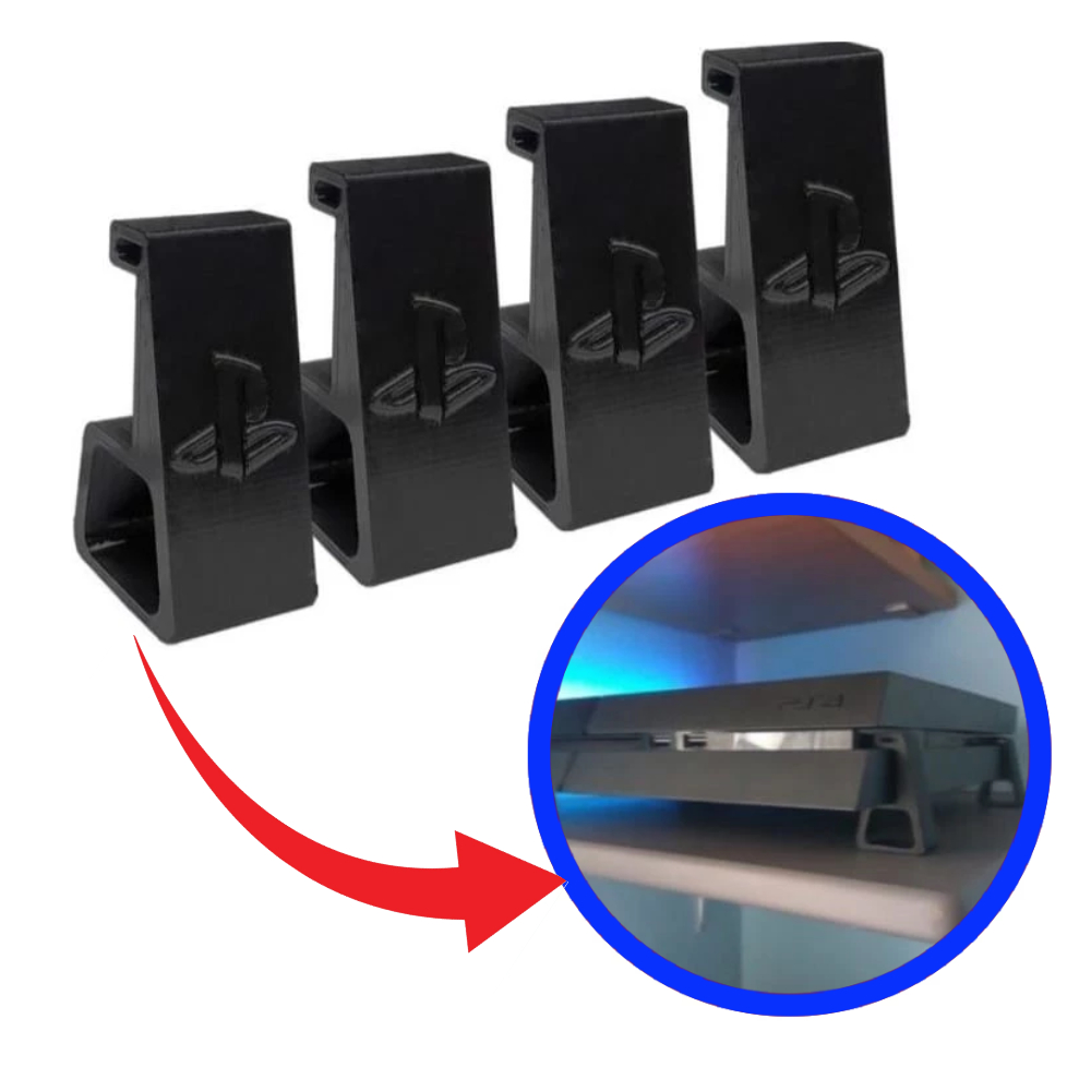 Kit 4 Suporte Para Console Playstation 4 - Ps4 Slim / Ps4 Fat / Ps4 Pro - Pezinho PS4 Posição Horizontal