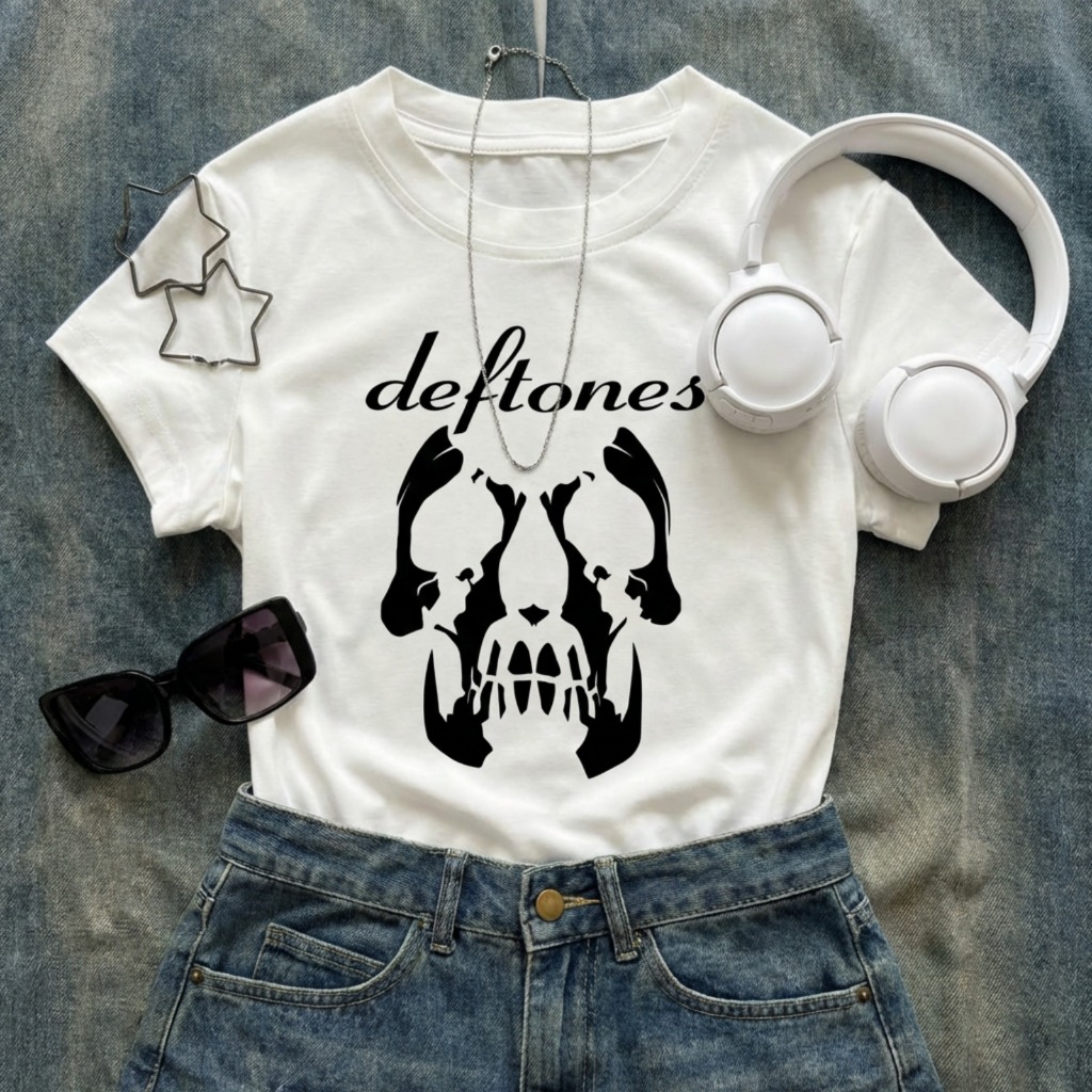 Baby Tee Deftones Y2K Rock Banda Aesthetic Vintage Streetwear Feminina Justa em Oferta na Shopee