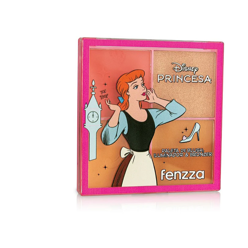PALETA DE BLUSH , ILUMINADOR E BRONZER PRINCESAS - FENZZA